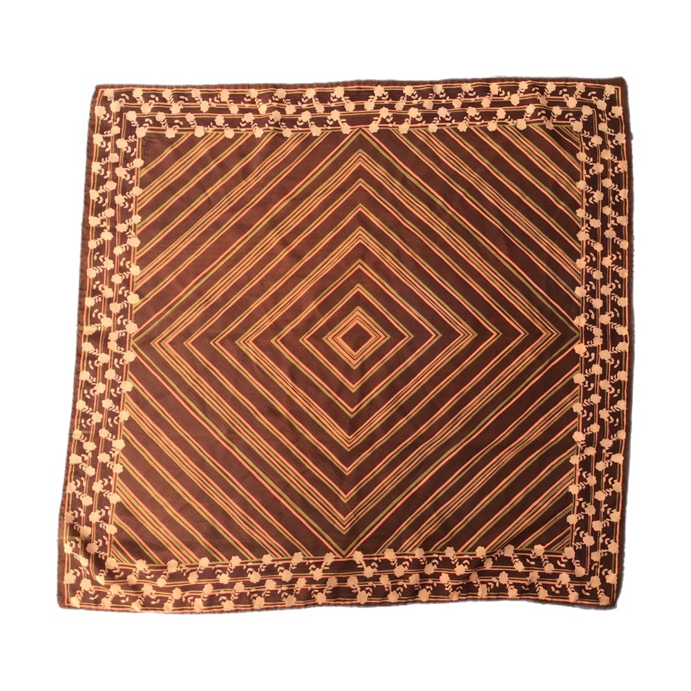 Vera Neumann Designer Scarf Square Retro Wrap Hand Rolled Hem Vintage 70s Flower